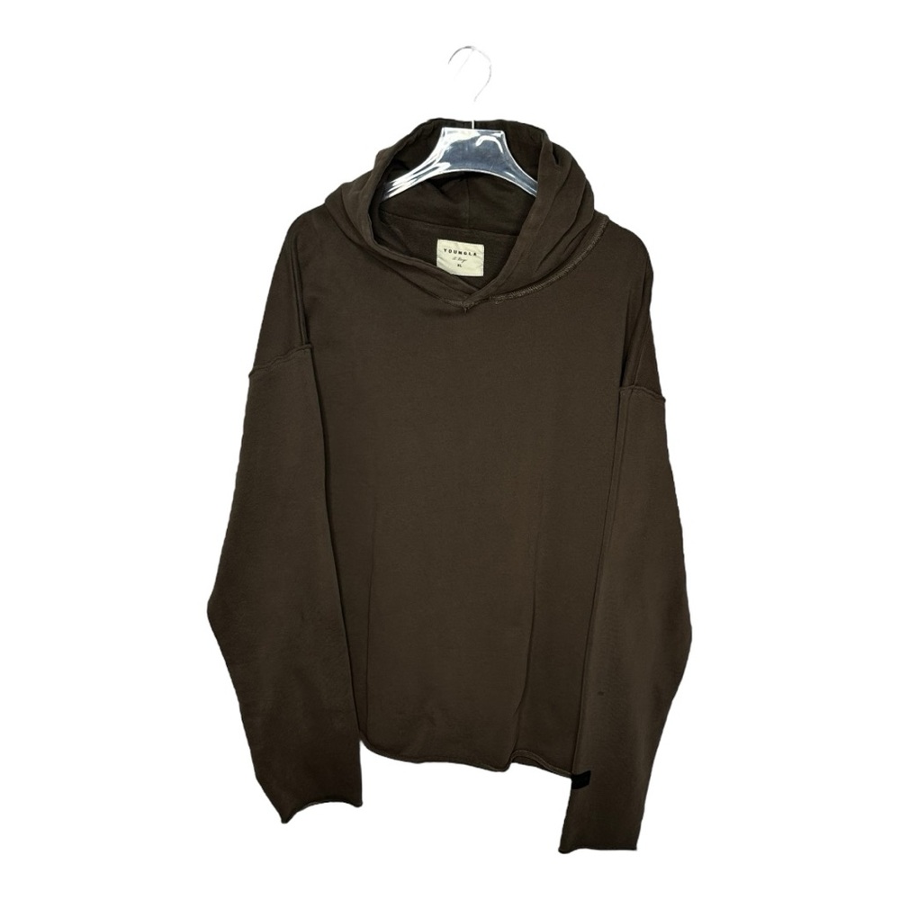 YoungLA Raw Edge Brown Hoodie Sweatshirt Size XL